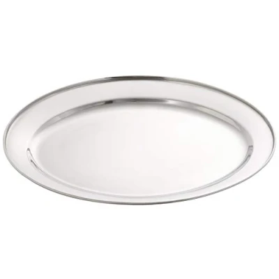 Image of Genware NEV 1365 Oval Flat, Stainless Steel, 12&quot;