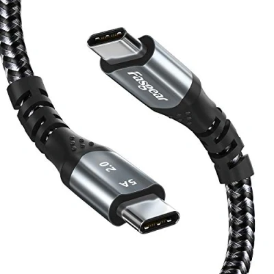 Image of Fasgear USB C to Cable, Type Nylon Braided 100W Charging Cable Powerline Compatible with 2018 Mac Book Air, i Pad Pro, 2017/2018 Galaxy Note 10 S10, Switch (3ft, Black)