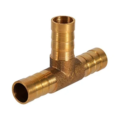 Image of 3 Way Fuel Hose Joiner, T piece Brass Joiner Connector Adapter for Air Water Gas Oil (10mm) Auto maintenance tools 10mm tee