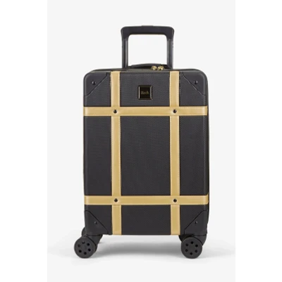 Image of Black Gold Medium Check in Suitcase 68 x 45 26 cm Lightweight Hard Shell Luggage