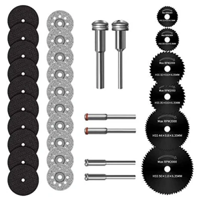 Image of Cutting Wheels for Dremel, Disc Set Rotary Tool Accessories, Mini High Speed Steel Saw Blades, Diamond Resin with 1/8&quot; Shank, Wood/Metal/Plastic/Glass/Stone/DIY Craft