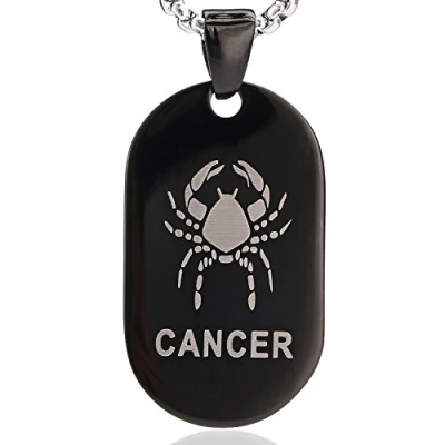 Image of DonDon Unisex Necklace Stainless Steel 52 cm 20,5&quot; with Zodiac Star Sign Cancer Pendant Black in a Velvet Pouch