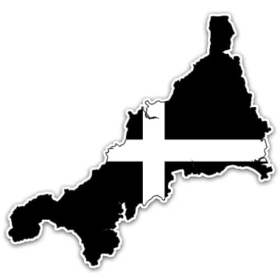 Image of Hodge Creations Pack of 4 Cornwall Map Flag Vinyl Decal Sticker Car Campervan Caravan Bumper Window