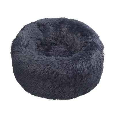 Image of House of Paws Comfy &amp; Calming Faux Fur Navy Donut Winter Pet Bed