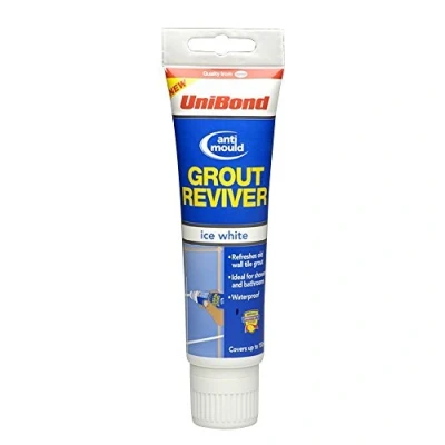 Image of UniBond White Grout Reviver Pack with Sponge Applicator , Waterproof Anti Mould Tile Whitener for Bathrooms and Kitchens, 1x125ml