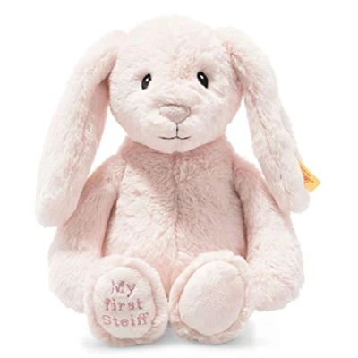 Image of Steiff 242106 Soft Cuddly Friends My First Hoppie Rabbit 26 cm Toy for Babies Pink, 168 g