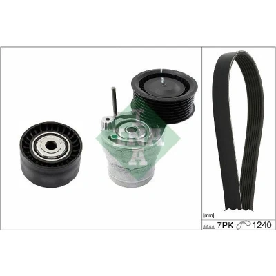 Image of 2810520100, 2812000270, 2819932096 V ribbed belt set INA 529 0282 10 Check alternator freewheel clutch &amp; replace if necessary