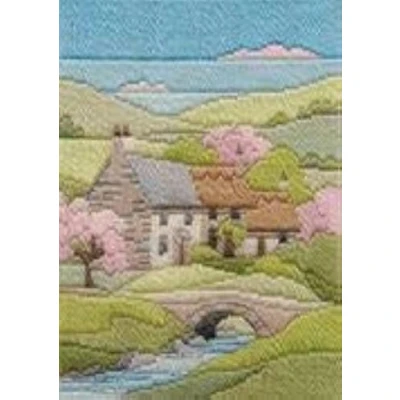Image of Bothy Threads DW14MLS9 Counted Long Stitch Kit Seasons Spring Cottage, 24 x 17 cm