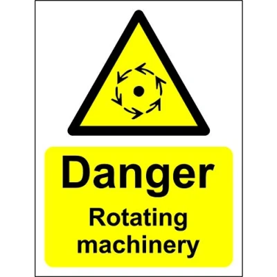Image of Danger rotating machinery safety sign 1.2mm Rigid plastic 400mm x 300mm