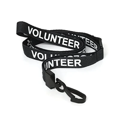 Image of CKB LTD Volunteer LANYARDS Breakaway Safety Lanyard Neck Strap Swivel Plastic Clip for ID Card Holder Pull Quick Release Design (Black, Pack of 50)