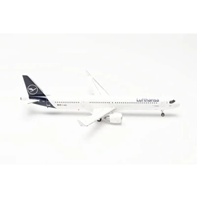 Image of herpa 572415 Airplane Airbus A321neo Lufthansa D AIEG Naumburg, A6 EOT, Scale 1:200 aircraft Diorama, Building, Collector&#039;s Item, Plane Without Pedestal, Made of Metal Miniature Model, White, Blue