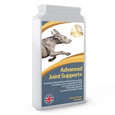 Image of Advanced Joint Support+ A Powerful &amp; Hip Care Supplement For Dogs with Powerful, Glucosamine, Chondroitin, Green Lipped Mussel, MSM, Curcumin Hyaluronic Acid + Added Vitamin C (120 Tablets)