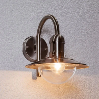 Image of Outdoor Wall Light &#039;Damion&#039; (Modern) in Silver Made of Stainless Steel (1 Source, E27) from Lindby lamp for Exterior/Interior Walls, House, Terrace und Balcony