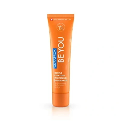 Image of Curaprox Be You Peach + Apricot Toothpaste 60ml Gentle Everyday Whitening SLS Free, Microplastic Triclosan Fluoride