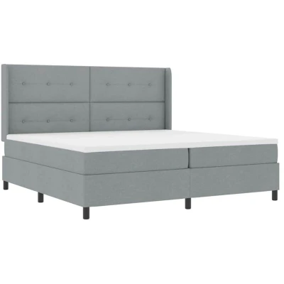 Image of Box Spring Bed with Mattress &amp; LED Light Grey 200x200 cm Fabric vidaXL