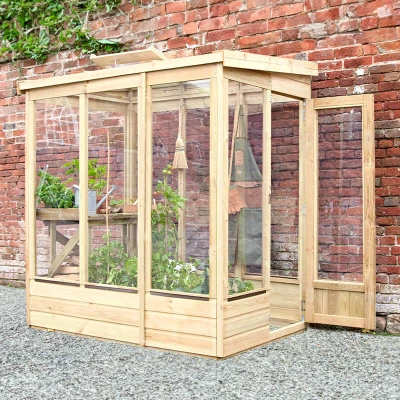 Image of 4&#039; x 6&#039; Forest Wallscape Lean To Greenhouse with Glazed Back (1.28m 1.93m)