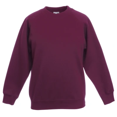 Image of Fruit of the Loom Childrens Unisex Raglan Sleeve Sweatshirt (Pack 2) (Burgundy) Size 14 15Y