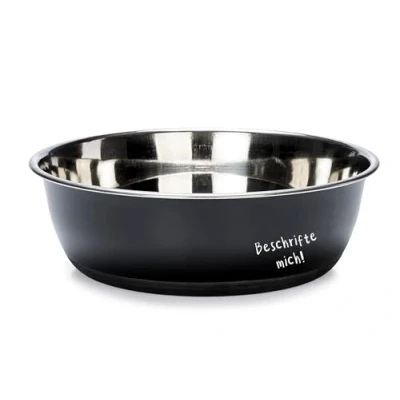 Image of Karlie Writeable Dog Bowl, Stainless Steel, Black, 2700 ml, Diameter 18 24 cm