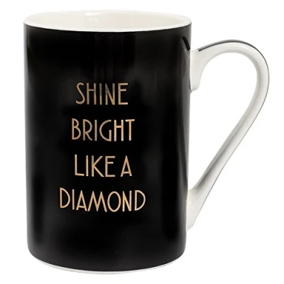 Image of Lesser &amp; Pavey Shine Bright Mug, fine china, Black, 12 x 7.5 10.5 cm