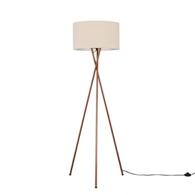 Image of MiniSun Modern Copper Metal Floor Lamp with a Beige Shade Lamps &amp; Torchieres, Home Décor Improvement Essential Includes 6W LED Bulb [3000K Warm White]