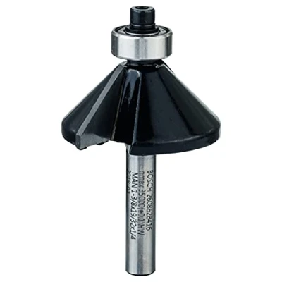 Image of Bosch 2608628416 Chamfer Laminate Trim Ball Bearing Pilot Bit with Two Flutes and Tungsten Carbide (45 Degree)
