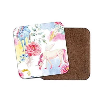 Image of 1 x Beautiful Unicorn Coaster Rose Flower Girls Pretty Cute Mum Sister #13227