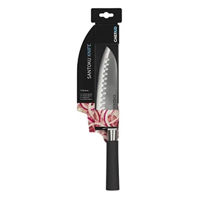 Image of Chef Aid Stainless Steel Santoku Knife with Soft Grip Handle, 7 Inch, 18 cm