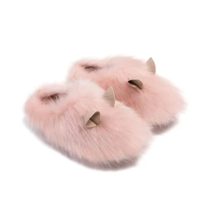 Image of Slippers Women Animal Guinea Pig Warmer Soft Plush Anti Slip On