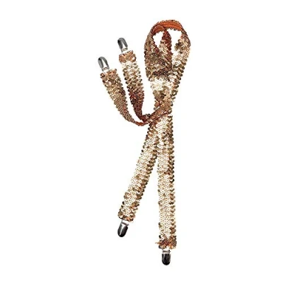 Image of Bristol Novelty BA1027 Suspenders Braces Unisex Gold Sequin, Mens, Solid, One Size