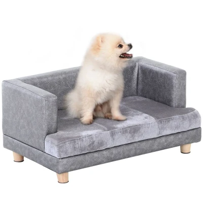 Image of PawHut Dog Sofa Pet Lounge Bed with Anti Slip Legs for Small Sized Dogs Grey