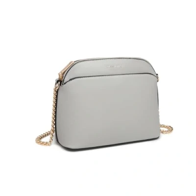 Image of Miss Lulu Women&#039;s Crossbody Shell Bag, Elegant Hobos Shoulder PU Drop Strap with Light Gold Chain Articulation, Medium Size (Grey)