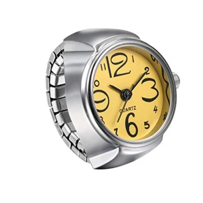 Image of JewelryWe Men Women Finger Watch Creative Elastic Round Quartz Ring Watches