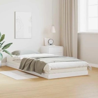 Image of vidaXL Pine Wood Floor Bed Frame/80x220 cm White/Rectangular/Indoor Bedroom
