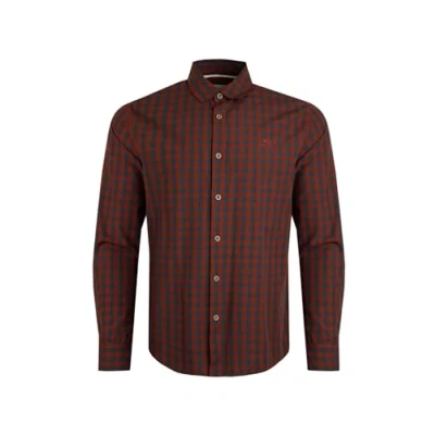 Image of Weird Fish Lando Long Sleeve Check Shirt Burnt Henna Size M