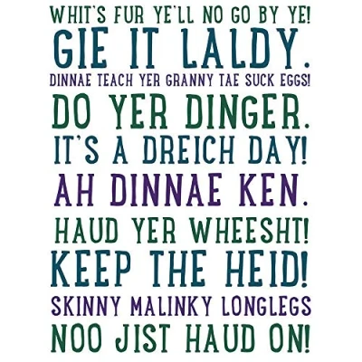 Image of Wee Blue Coo Scottish Sayings Phrases Scotland Typography Art Print Poster Wall Decor 12X16 Inch