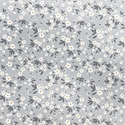 Image of Oddies 100% Cotton Poplin Fabric Grey Ditsy Floral Print Cream Background Craft Material by the Metre (CPO808GREY)