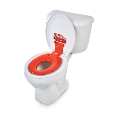 Image of Bright Starts Disney Baby Cars Lightning McQueen Flip &amp; Sit Potty, Attaches to Toilet Securely, Space Saving Design Fits Most Toilets, Easy Clean
