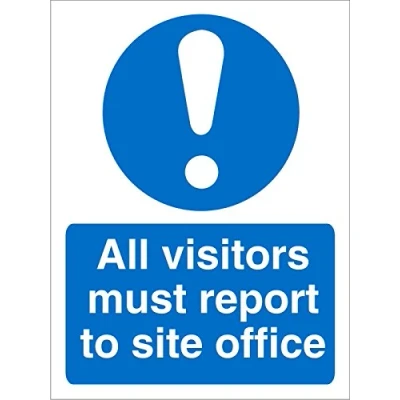 Image of Seco All Visitors Must Report to Site Office Sign, 200mm x 300mm Self Adhesive Vinyl