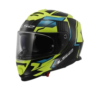 Image of LS2 FF800 STORM II Dual Visor Full Face Motorcycle Helmet. TRACKER BLACK H V YELLOW (M) 57 58cm