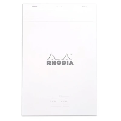 Image of RHODIA 19401C Stapled Notepad Meeting N19 White A4+ Pre Printed Date/Notes/Action 80 Detachable Sheets Clairefontaine Paper g/m Soft and Resistant Cover Basics