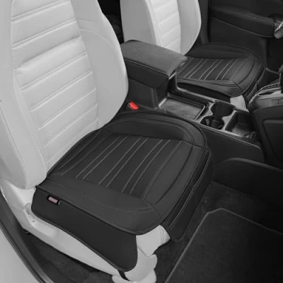Image of Motor Trend Seat Covers for Cars Trucks SUV, Faux Leather 2 Pack Black Padded with Storage Pockets, Premium Interior Car Cover