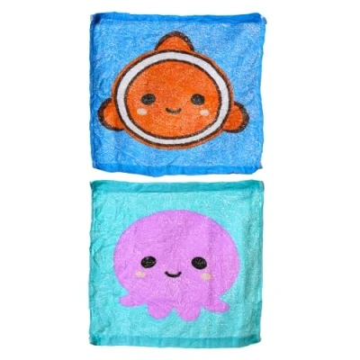 Image of Puckator Adoramals Sealife Octopus and Clown Fish Compressed Travel Towel Backpacking Traveling Essentials Essential Hangover Kit Holiday Camping Must Haves Accessories Face Expandable Towels