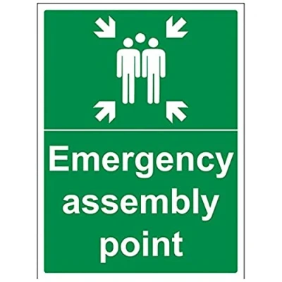 Image of V Safety Emergency Assembly Point Sign 300mm x 400mm Self Adhesive Vinyl