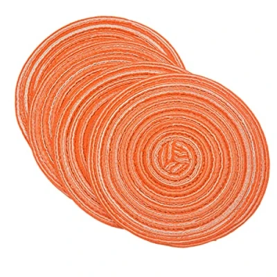 Image of SCF2017 Set of 4 Round Woven Cotton Yarn Placemats 18cm Small Table Mats Coasters(Orange)