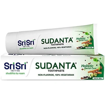 Image of Sri Tattva Sudanta Herbal Toothpaste All Natural, Fluoride Free Tooth Paste with Cloves, Cinnamon, Bakul &amp; More 200g (Pack of 4), for Kids and Adults