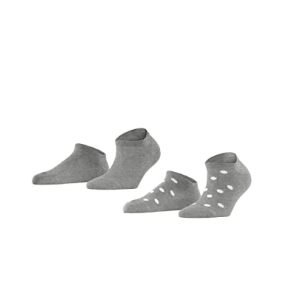 Image of ESPRIT Women&#039;s Mesh Dot 2 Pack W SN Cotton Low Cut Patterned Pairs Trainer Socks, Grey (Light 3410), 2.5 5