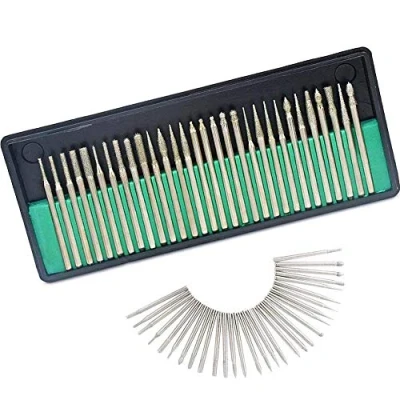 Image of Gasea 30pcs 1/8&quot; Shank Diamond Coated Burr Drill Bits for Engraving Carving Rotary Tool