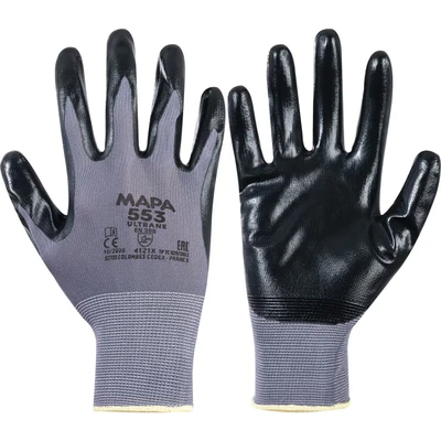 Image of Ultrane 553 Black Nitrile Mens Work Gloves Mechanic Builders Gardening Construction Workman Site Tradesman Protective Safety Size 8 Medium (1 Pair)