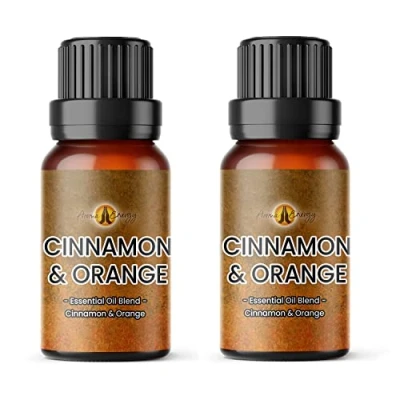 Image of Aroma Energy Cinnamon &amp; Orange Essential Oil Blend 20ml (2 x 10ml Bottles) 100% Pure Natural
