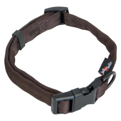 Image of JACK AND VANILLA, Comfort Tube Nylon Dog Collar, Brown, Size 12 mm x 16 24 cm